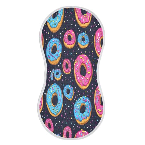 Colorful Donuts Plant Burp Cloths Cotton Baby Washcloths,Large 22x11in Burping Cloth Absorbent and Soft for Newborn Baby Boys and Girls,4 Pack