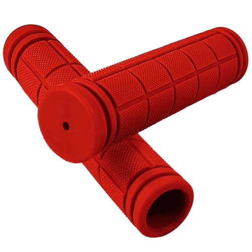 pangdapengpeng Lot de 2 Poignées de Vélo, Poignées de Guidon de Vélo 22mm, Poignée VTT Ergonomiques en Caoutchouc aux VTT, Scooters (Rouge)