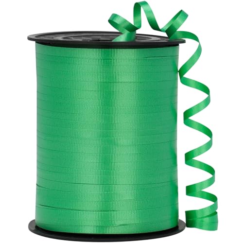 OMISELIO Green Ribbon 500 Yard Crimped Dark Green Curling Ribbon for Gift Wrapping Curly Balloon String Balloon Ribbon Ribbon for Christmas St Patricks Day Graduation