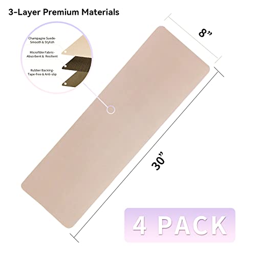 Rubber Stair Carpet Treads, 8’’X 30’’ Carpet Stair Runners Rugs For Wooden Steps,Pack Of 4,Basement Stair Rug Mats Covers For Pet,Elder And Kids In Champagne Color (4) #TOP1