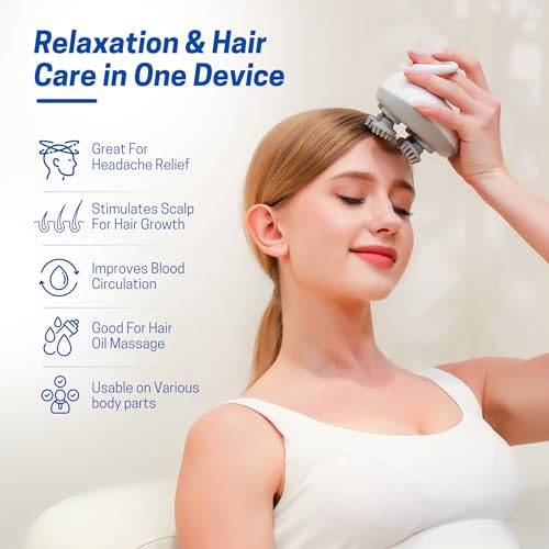 Image of Brago Elevate Scalp Massager | Head Massager with Red Light Therapy for Hair Growth | 96 Silicon Kneading Points, Detachable Heads, 3 Modes, Type-C Charge | Stress Relief and Relaxation