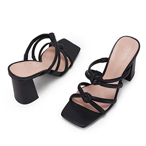 LAICIGO Women's Square Open Toe Heeled Sandals Block Heels Strappy Braided Backless Shoe4