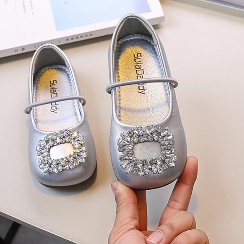 Girls PU Leather Girls Dress Shoes Rhinestone Princess Ballet Flats Mary Jane for Wedding Party2