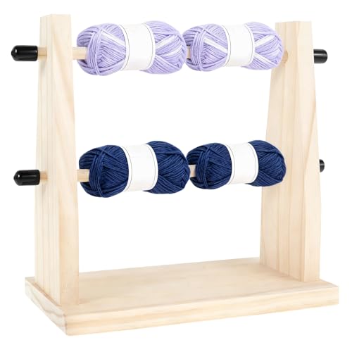 Porte-fil en bois double couche antidérapant contre les nœuds de fil à crochet