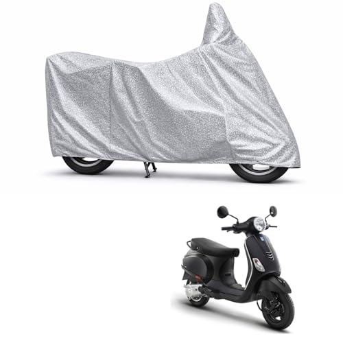 Image of 100% Waterproof Two Wheeler Body Cover Multi Layered Fabric Designed for Vespa Notte | Belt Buckle Lock | Silver Mag