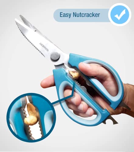 Wamery Kitchen Scissors Heavy Duty - Cut Through Meat, Poultry, Seafood, Veggies, Pizza - Stainless Steel Kitchen Shears with Magnetic Holder for Fridge