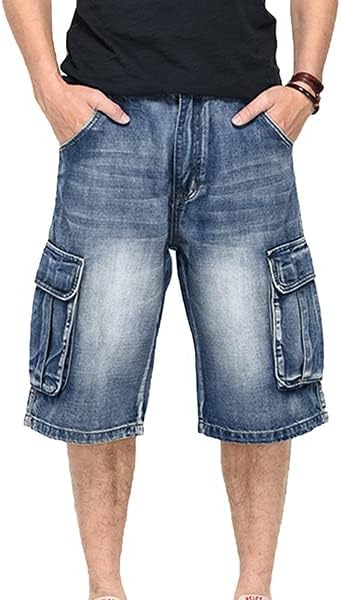 Miniatura 2 de Pantalones cortos de mezclilla estilo hip hop para hombre, estilo casual, holgados, pantalones de trabajo con bolsillos