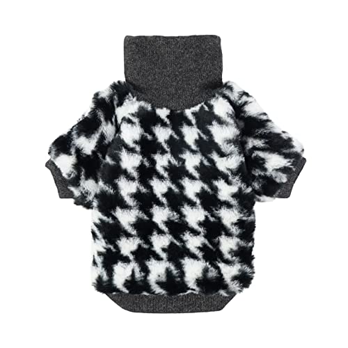 Fitwarm Dog Turtleneck Sweater, Thermal Faux Fur Pet Coat, Dog Winter Clothes For Small Dogs Girl, Cat Apparel, Black, White, Small #TOP12