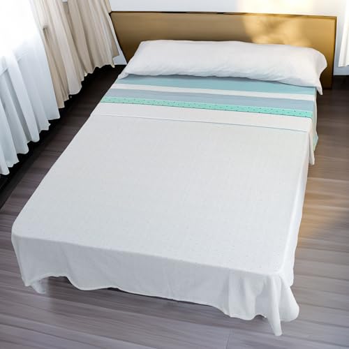 Etrexonline Juego de Sábanas Térmicas Pirineo 3 Piezas para Cama de 150 – Sábanas de Invierno Tejido Polar, Incluye Sábana Bajera Ajustable, Encimera y Funda de Almohada - Punto Azul