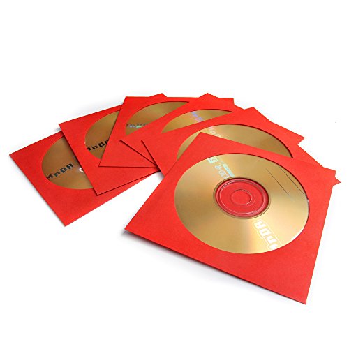 Flexzion Pacote com 100 capas de CD de DVD – Capas de CD de papel premium para música, filme, videog