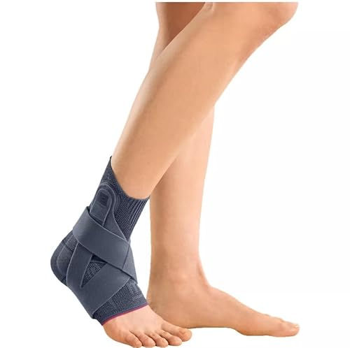 medi Levamed active Sprunggelenkbandage Fußbandage links | Silber | Größe IV | Mit stabilisierendem Gurtsystem & erweiterter Entlastungszone | Einzigartiges Komfortgestrick | Genaue Passform