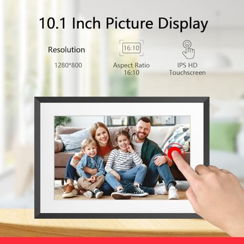 Image of 32GB 10.1 Inch WiFi Digital Picture Frame with 1280x800 HD IPS Touch Screen, Send Photo or Videos via App or Email,Support USB Drive /SD Card Extend Storage,Auto-Rotate,Wall Mountable