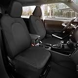 Motor Trend Honeycomb Polyester Seat Covers – Semi Universal Fit Front Seat Protector for Most Cars, Trucks, SUVs – Breathable Hex Design, Easy to Install, Black & Gray Car Seat Cover