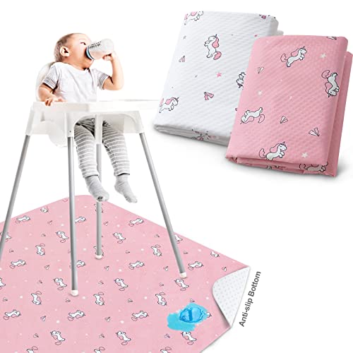 Splat Mat For Under High Chair, 2 Pack High Chair Mat For Floor, Waterproof Mat Washable For Arts And Crafts, Anti-Slip Playtime Mats For Kids, Floors Or Tables, Reusable Fabric 42” ×46” #TOP5