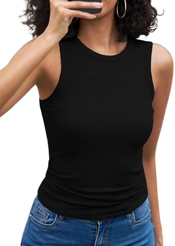 Aottori Tank Top Damen Gerippt Rundhals Slim Fit Sommer | Oberteile Ärmellos, Stretch, Elegant, Basic Shirt, Sexy, Casual, Einfarbig