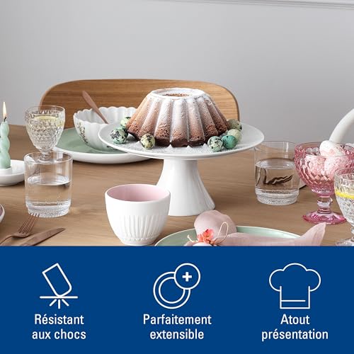 Villeroy & Boch For Me Plat à gâteau sur Pied 30 cm, Porcelaine Premium, Blanc