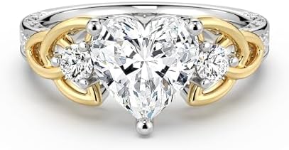 MOOSEA Heart Celtic Knot Moissanite Engagement Rings for Women Pr...