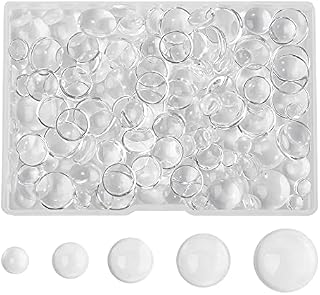 BEEFLYING 150 Pcs Glass Dome Cabochons Mixed Sizes Transparent Glass Cabochon for Photo Pendant Craft Jewelry Making