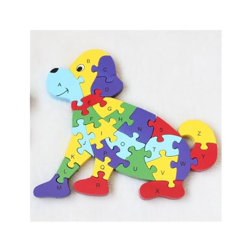Oise Art Store Trade Shop - 3D Puzzle Legno Forma Di Cane Educativo Lettere Alfabeto Bambini Imparare