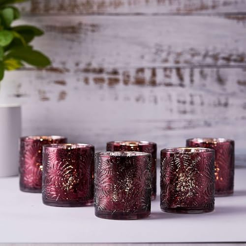 Burgundy Mercury Glass Candle Holders