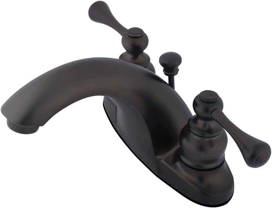 Kingston Brass GKB7648BL English Country 4-inch Centerset Lavatory Faucet with Retail Pop-up, Brushed Nickel