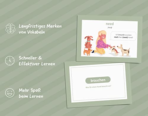 Sophies Kartenwelt Vokabelkarten zum Englisch Lernen für Anfänger und Auffrischer - schnell Vokabeln Lernen mit Eselsbrücken - die häufigsten 220 Vokabeln des Alltags - für Erwachsene und Kinder