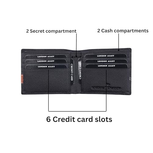 Image of LONDON ALLEY Swiss Classic Black Leather Wallet & Black /Brown Reversible Belt Combo Gift Box for Men