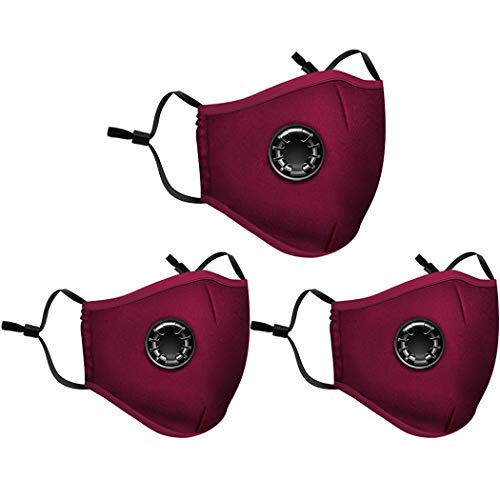 Bageek Lot de 3 couvertures de bouche en coton résistant à la poussière lavable PM 2,5