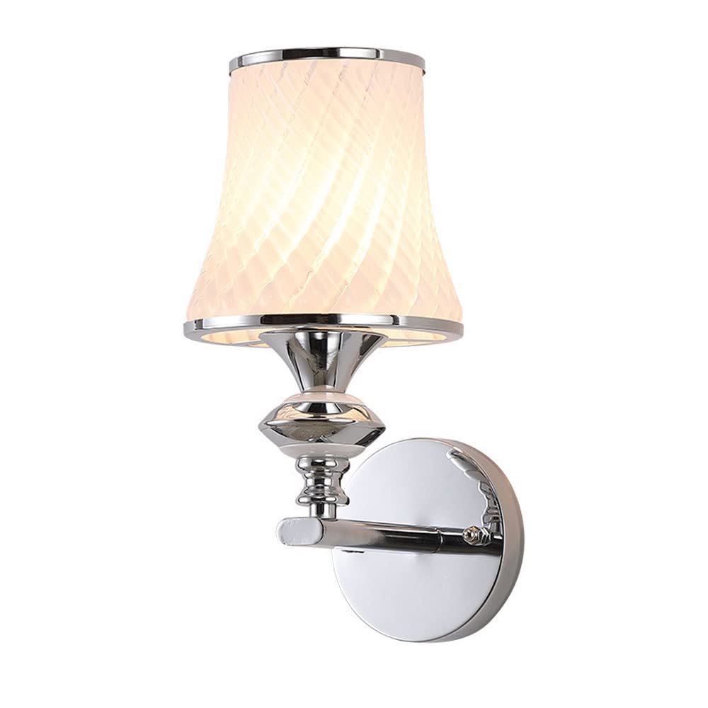 Kbuukyyxouy One Color Nordic Decorative Wall Sconce, Wrought Iron Glass Single Head E26 Screw Wall Lamp, Simple Personality Decoration Wall Light Fixture, Cafe Bathroom Hallway Wall Lighting Lampshade