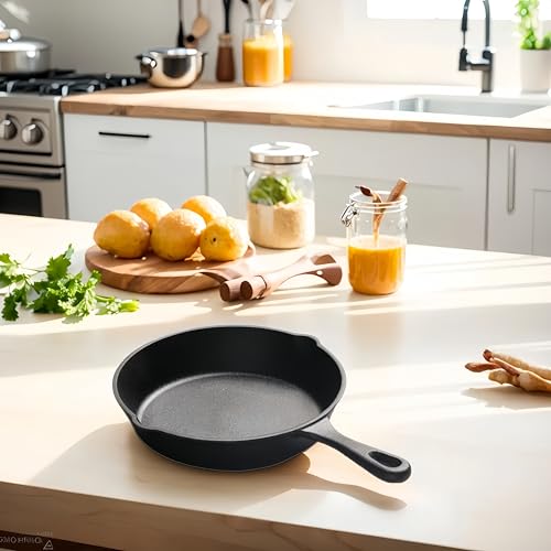 26cm/10inch Cast Iron Frying Pan, Griddle Skillet for All Hobs, Oven Safe Grilling Cookware for Indoor & Outdoor Use, Naturally Nonstick with Seasoning, No Coating, PFOA Free - Image 3