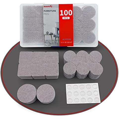 Felt Pads for Furniture Feet 100pcs, shinfly Furniture Pads with Clear Bumper Pads, Floor Protectors for Chair Legs, Rubber Feet for Door Handle, Anti Floor Scratches and Reduce Noise Cover