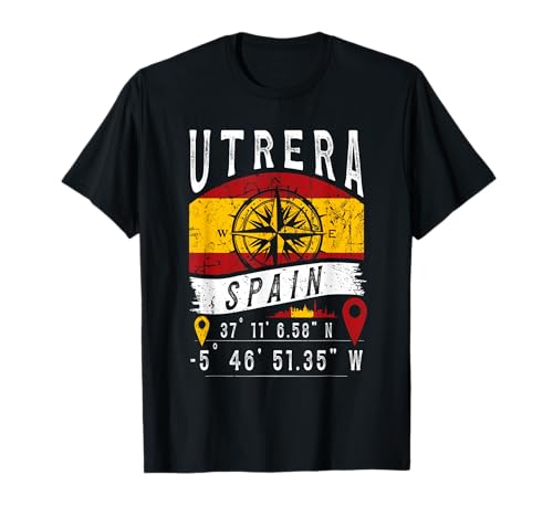 Utrera España Bandera GPS Coordenadas De Utrera Camiseta