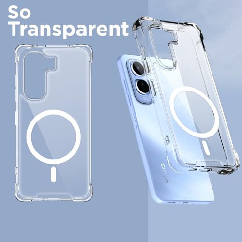 Image of Amazon Basics Back Cover for Vivo T5 Pro 5G Mag-Safe Shockproof PC + TPU Protective Case Magnetic Support Bumper Case (Transparent Mag-Safe)