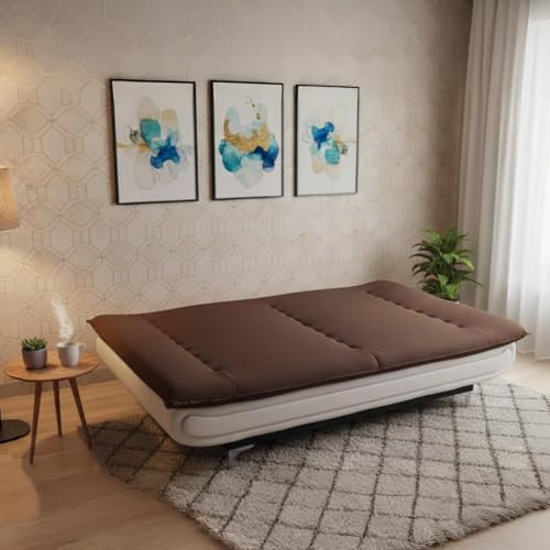 Image of Torque Siesta 3 Seater Sofa Cum Bed for Living Room & Bedroom | Premium Dark Brown Suede Fabric Foldable Sofa Bed | 6 x 4 Ft Sleeping Sofa | Space Saving Convertible Couch for Home & Guests