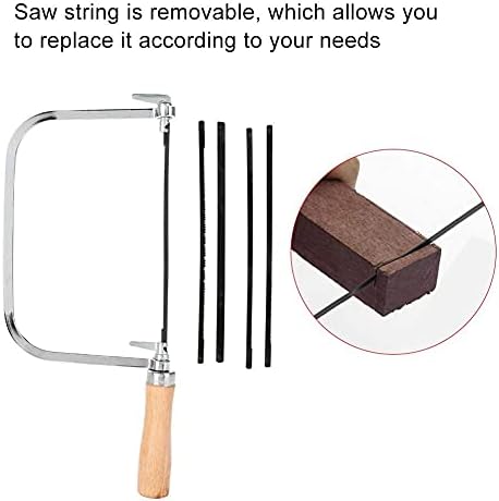 Coping Saw with 5 Saw Blade, Multi Purpose Adjustable Handsaws Hand Garden Tool Metal String Cutter Saw with Wood Handle for Wood Woodworking