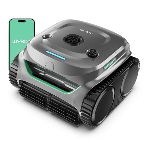 WYBOT C2 Cordless Robotic Pool Cleaner, Dual Filtrations, Floor, Wall &Waterline Cleaning, App Scheduling, Smart Navigation, Pool Vacuum for Inground Pools, Carbon Gray with Green Handle