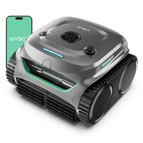 WYBOT C2 Cordless Robotic Pool Cleaner, Dual Filtrations, Floor, Wall &Waterline Cleaning, App Scheduling, Smart Navigation, Pool Vacuum for Inground Pools-Carbon Gray with Green Handle by WYBOT - Used condition - US$805.66