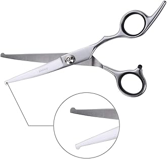 Chibuy Curved dog grooming scissors with Round Tips, Pet Shear for Cats, 4CR Stainless Steel Bending, Professional Tools for Home