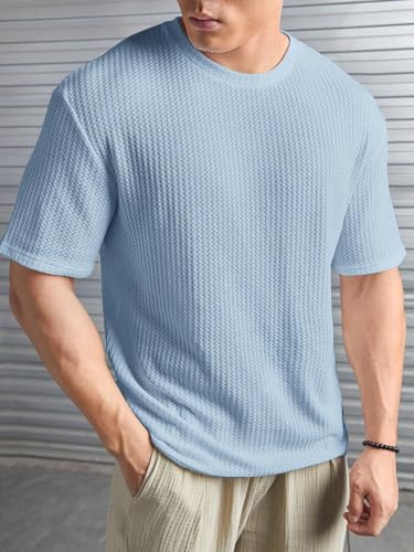 Image of Streetwear Dot Waffle Popcorn Round Neck Cotton Tshirt for Men