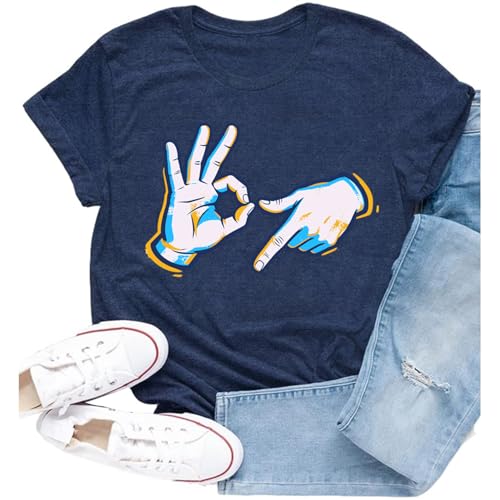 Cutesong 67 Shirts for Women & Teens Six Seven Hand Gesture T-Shirt Casual Fasion Tee Tops Blue