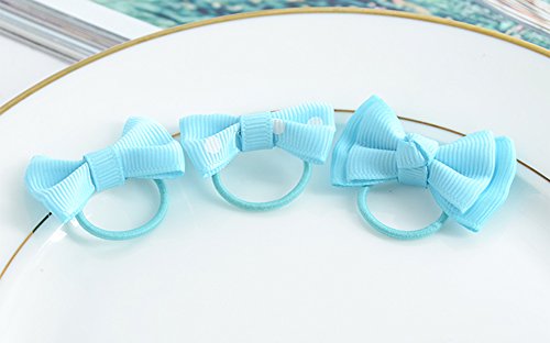 Vikenner 10 Pcs Elastic Hair Bow Tie Bands Cloth Hair Rope Bobbles Band Ponytail Holders for Women Baby Girls - Black