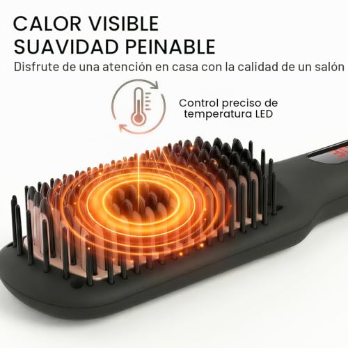 Miniatura 9 de Cepillo Alisador De Cabello Iónico Megawise Kl1025: Cepillo Alisador Y Desenredante 2 En 1 Con Temperatura Ajustable, Tecnología Antiescaldaduras Y Apagado Automático