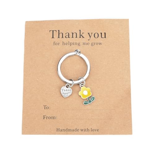Thank You for Helping Me Grow Keyring A Modern Chic Gift for Women Perfect as Sister Mum or Friend Gifts Thank You Gifts Personalised Gifts Keychain with Flower Pendant Thank You Gifts for Women