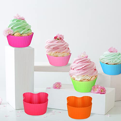 Whaline 24Pcs Easter Bunny Baking Cake Cups Rabbit Shape Silicone Cupcake Liners Non-Stick Pastry Muffin Liner Molds Colorful Reusable Storage Container For Children Birthday Party Diy Craft, 2.4Inch #TOP5