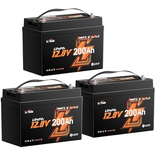 Litime 3Pack 12V 200Ah Mini LiFePO4 Battery with Bluetooth (Group 31+), Up to 20000 Deep Cycles Lithium Batteies, 200A BMS, 2560Wh for RV Camping, Marine, Home Backup, and Power Outages.