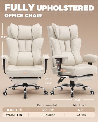 Image of GTPLAYER Big and Tall Office Chair, Wide Ergonomic Gaming Chair with Deluxe Embossing Designed Leather with Foot Rest,150Reclining Adjustable Soft Armrests Pocket Spring Back Support and Pillow