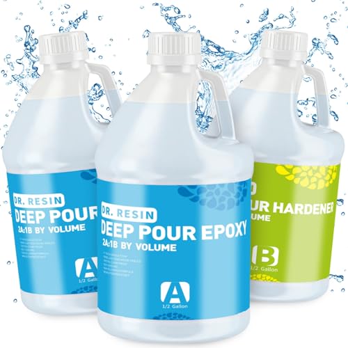 Image of Deep Pour Epoxy Resin Clear 1.5 Gallon 2-4 inch Depths for Table Bar Top Countertop Wood Art Craft, 2 Part Food Safe Self-Leveling Bubble Free Casting Resin Coating Resina Epoxica