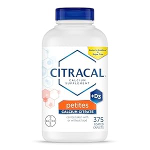 Citracal Petites, 400 mg Calcium Citrate, Easily Absorbed and Highly Soluble with 12.5 mcg (500 IU) Vitamin D3, Bone Health Support for Ages 12+, Smaller caplets, 375 Count (Packaging May Vary)