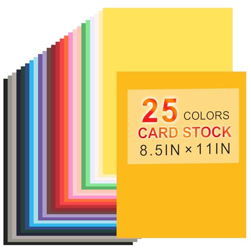 8.5' X 11' Colored Cardstock, 25 Colored Construction Paper Card Making Supplies, 180gsm/65lb Cardstock Printing Paper for Printer, Invitations, Scrapbooking, Diy Crafts, Decoration (25 Sheets)