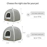 Katzenbetten für Hauskatzen, Faltbare Katzenbetthöhle, Katzenhaus mit waschbaren Kissen, Katzenbett für Kätzchen, kleine Haustiere, Katzenzelt, weiches und warmes Katzenhaus für drinnen, Grau